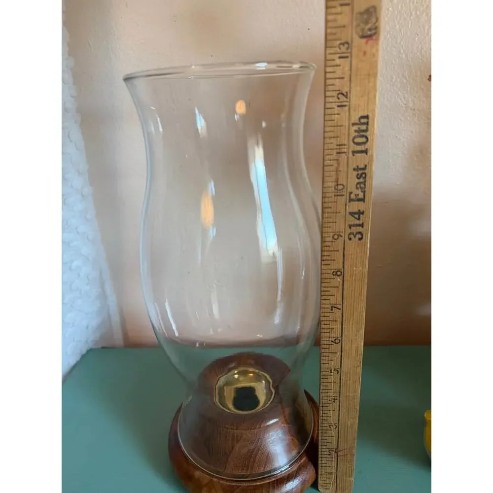 Vintage Dansk Teak & Glass Hurricane Candle Holder